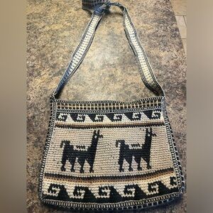 Handcrafted Black and Cream Woven Bag